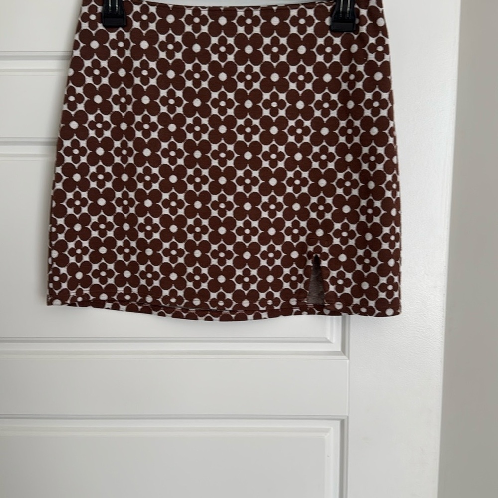 Hollister Brown and White Mini Skirt